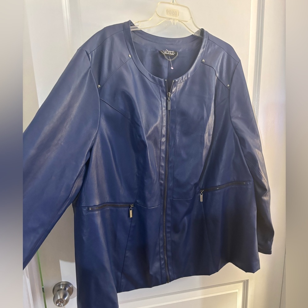 Women's Catherine’s Black Label Faux Leather Zip-Front Jacket sz 4X